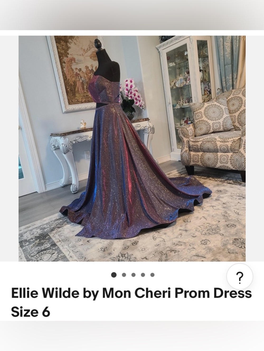 Mon Cheri Ellie Wilde Iridescent Purple and Blue Evening Prom Dress